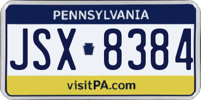 PA license plate JSX8384