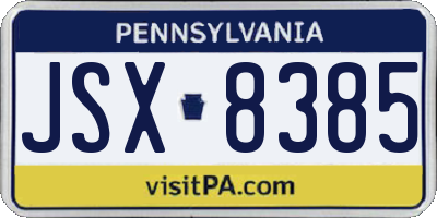 PA license plate JSX8385