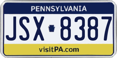 PA license plate JSX8387