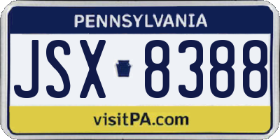 PA license plate JSX8388