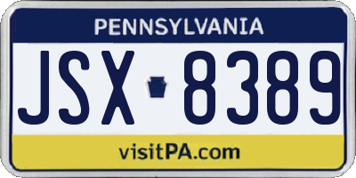 PA license plate JSX8389