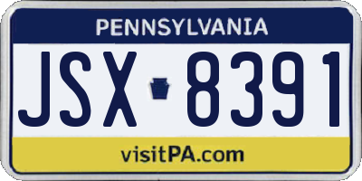 PA license plate JSX8391