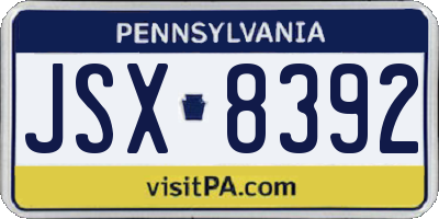PA license plate JSX8392