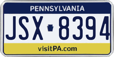 PA license plate JSX8394