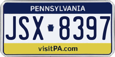 PA license plate JSX8397