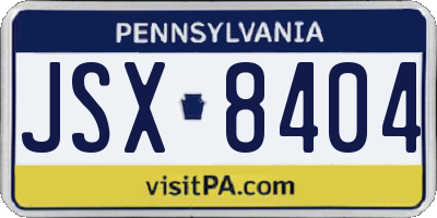 PA license plate JSX8404