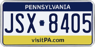 PA license plate JSX8405
