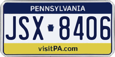 PA license plate JSX8406