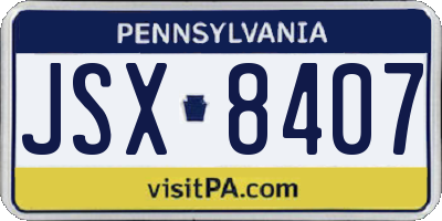 PA license plate JSX8407