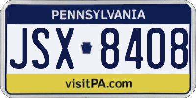 PA license plate JSX8408
