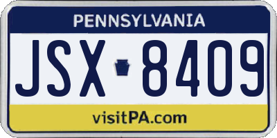 PA license plate JSX8409