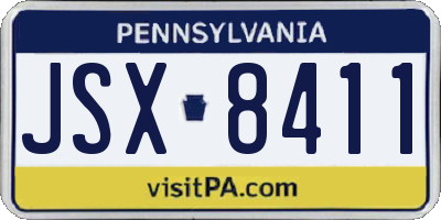 PA license plate JSX8411