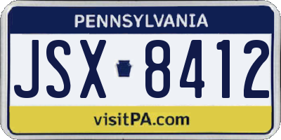 PA license plate JSX8412