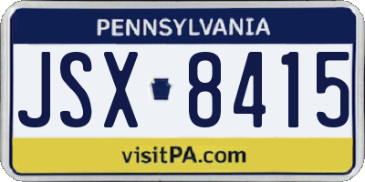 PA license plate JSX8415