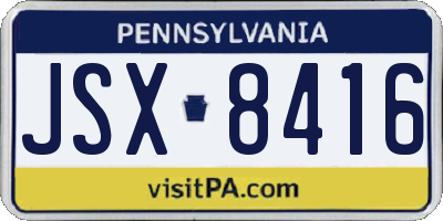 PA license plate JSX8416