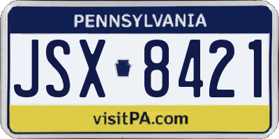 PA license plate JSX8421