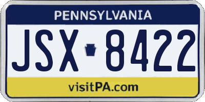 PA license plate JSX8422
