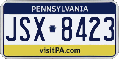 PA license plate JSX8423