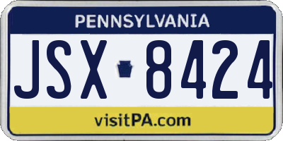 PA license plate JSX8424