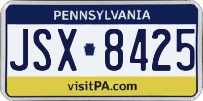 PA license plate JSX8425