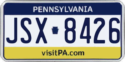 PA license plate JSX8426
