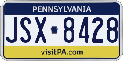 PA license plate JSX8428