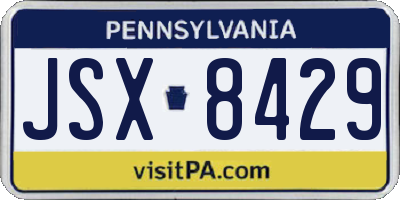 PA license plate JSX8429