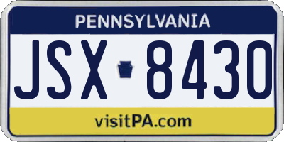 PA license plate JSX8430