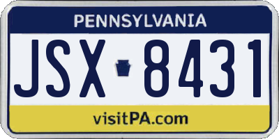 PA license plate JSX8431