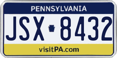 PA license plate JSX8432