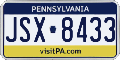 PA license plate JSX8433