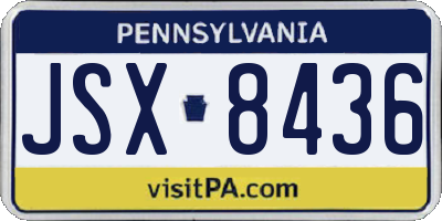 PA license plate JSX8436