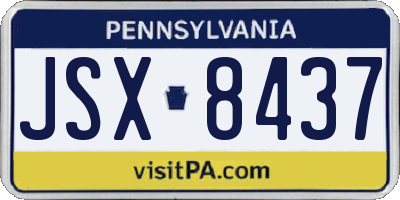 PA license plate JSX8437