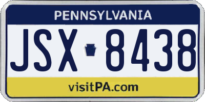 PA license plate JSX8438