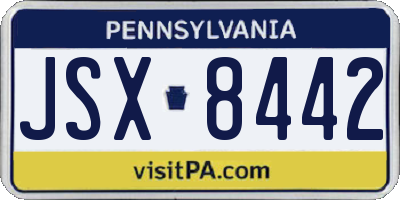 PA license plate JSX8442