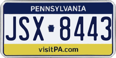 PA license plate JSX8443