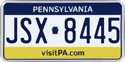 PA license plate JSX8445