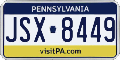 PA license plate JSX8449