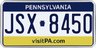 PA license plate JSX8450