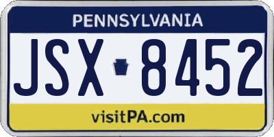 PA license plate JSX8452