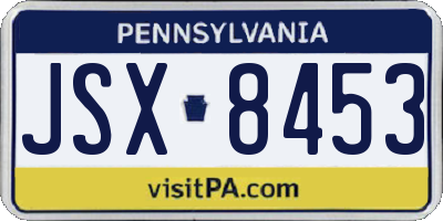 PA license plate JSX8453