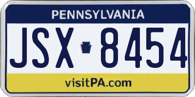 PA license plate JSX8454