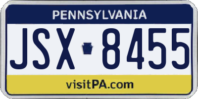 PA license plate JSX8455