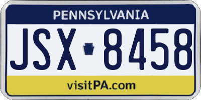 PA license plate JSX8458