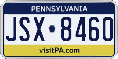 PA license plate JSX8460