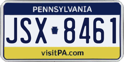PA license plate JSX8461