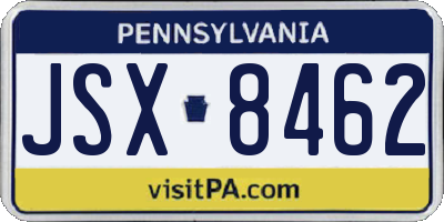 PA license plate JSX8462