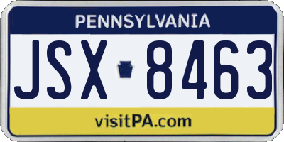 PA license plate JSX8463
