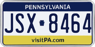 PA license plate JSX8464