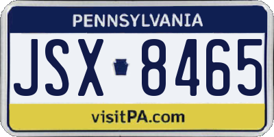 PA license plate JSX8465